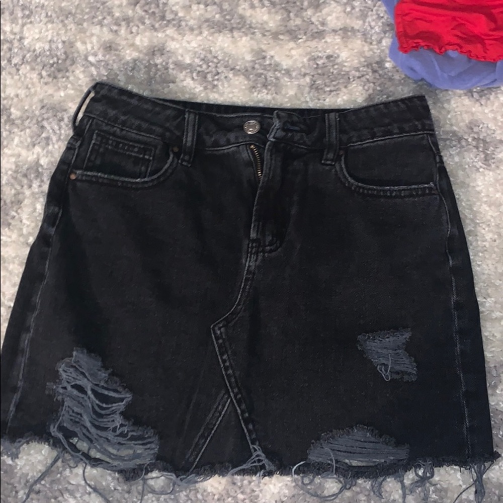 Pacsun Distressed Black Jean Skirt